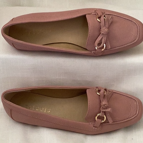 ♦️ TALBOTS pink leather shoes loafers 8.5 slip on flats NWOT - Picture 1 of 5